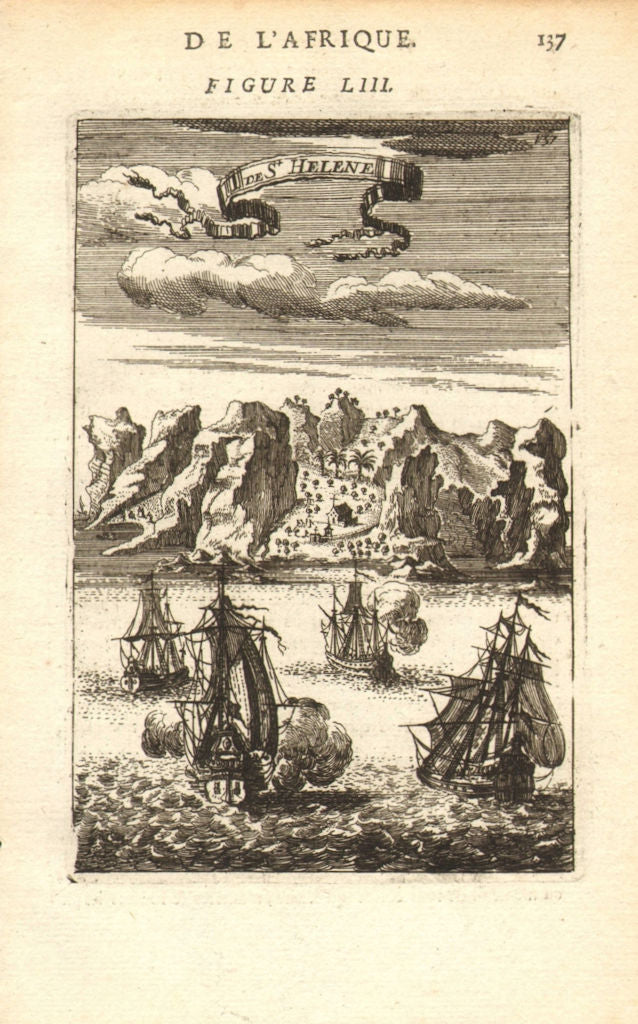 ST HELENA. Showing Jamestown & St James valley & Church. MALLET 1683 old print